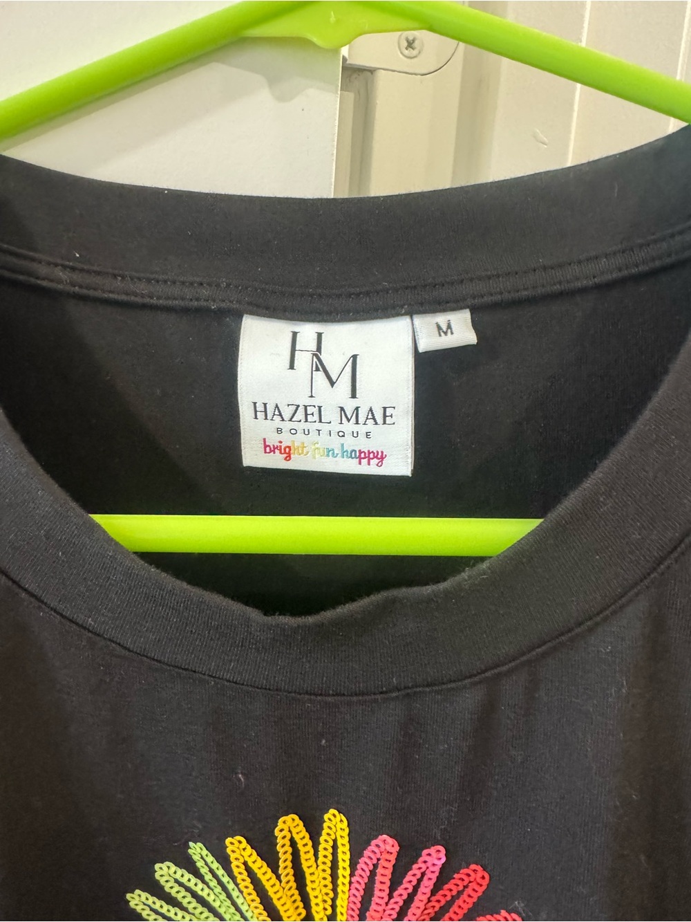 hazel Black Short-Sleeve Tee with Colorful Sequin Icons - Picture 6 of 7